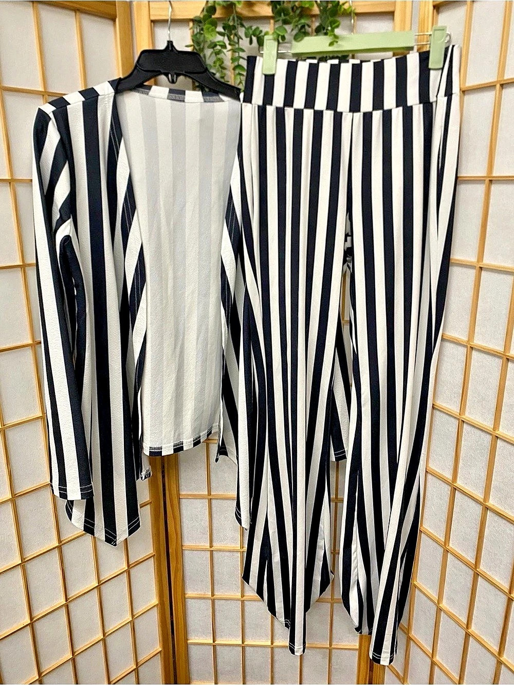 Black & White Striped Wide Leg Set